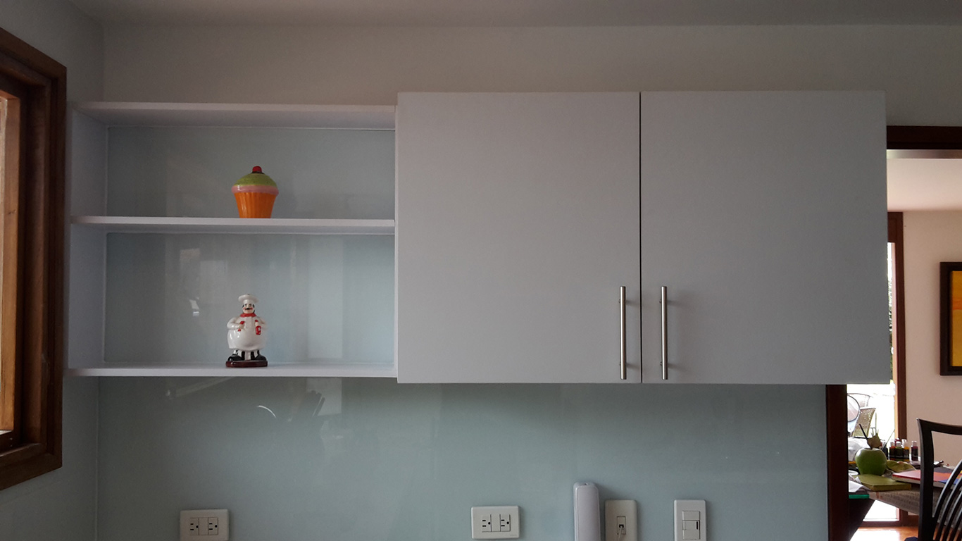 Mueble Alto Cocina Con Salpicadero En Vidrio Templado Blanco